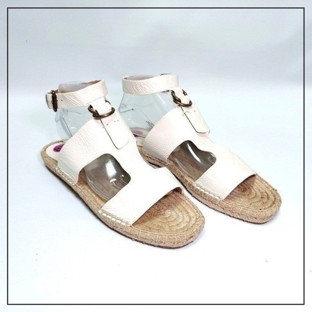 Splendid Sandals Women 8.5 White Resort Cork Platform Summer Buckle Espadrilles‎